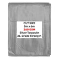 Silver XL-Grade Tarpaulin 5m x 6m