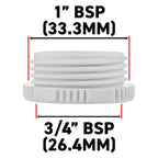 Female Tap Connector 1" or 3/4" BSP Female, Gray/White