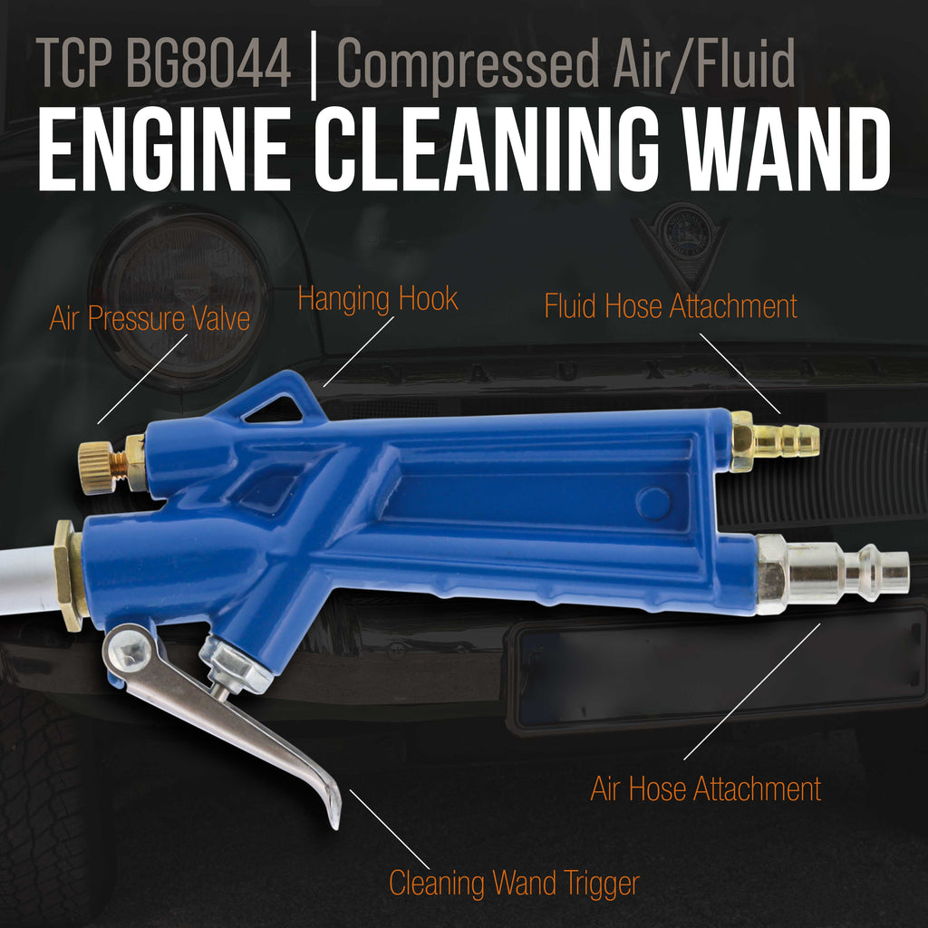 Engine Cleaning Gun with Wand and 4 Foot Siphon Hose - Air Spray Gun Blasts Away Removes Grease, Grime, Oil and Dirt From Car Engines