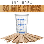 10 oz. (300ml) Graduated Plastic Mixing Cups - Box of 100 with 50 Mixing Sticks - Disposable Plastic Measuring Cups for Liquids, Paints, Resin