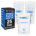 32 oz. (1000ml) Graduated Plastic Mixing Cups (Box of 25) - Disposable Plastic Measuring Cups for Liquids, Paints, Resin, Epoxy, Art, Kitchen