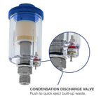 Mini In-Line Air Filter (2 Pack) - Water & Oil Separator with Drain Valve - Water Trap, Air Dryer, Removes Moisture, Dirt - Use on Compressor Hose