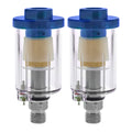 Mini In-Line Air Filter (2 Pack) - Water & Oil Separator with Drain Valve - Water Trap, Air Dryer, Removes Moisture, Dirt - Use on Compressor Hose