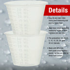 Pack of 100, 1 Ounce (30ml) Graduated Plastic Clear Measuring and Mixing Cups - Hold, Mix Paint, Acrylic Art Hobby Airbrush Pouring Paint