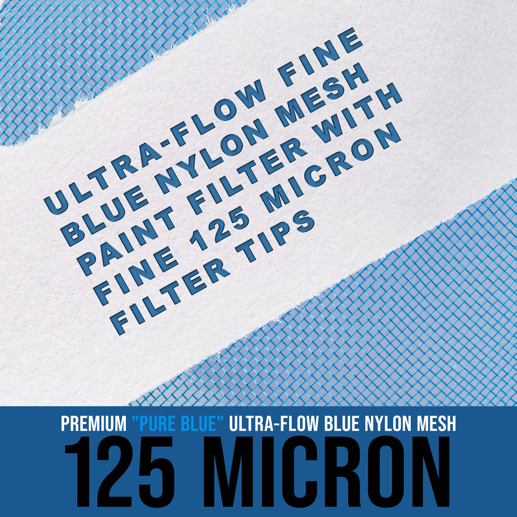 125 Micron Filter Tips Ultra-Fine Paint Strainer (50 Pack) - Pure Blue Nylon Mesh Cone Strainer - Paint Filter Cones for Auto, House & Hobby