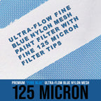 125 Micron Filter Tips Ultra-Fine Paint Strainer (50 Pack) - Pure Blue Nylon Mesh Cone Strainer - Paint Filter Cones for Auto, House & Hobby