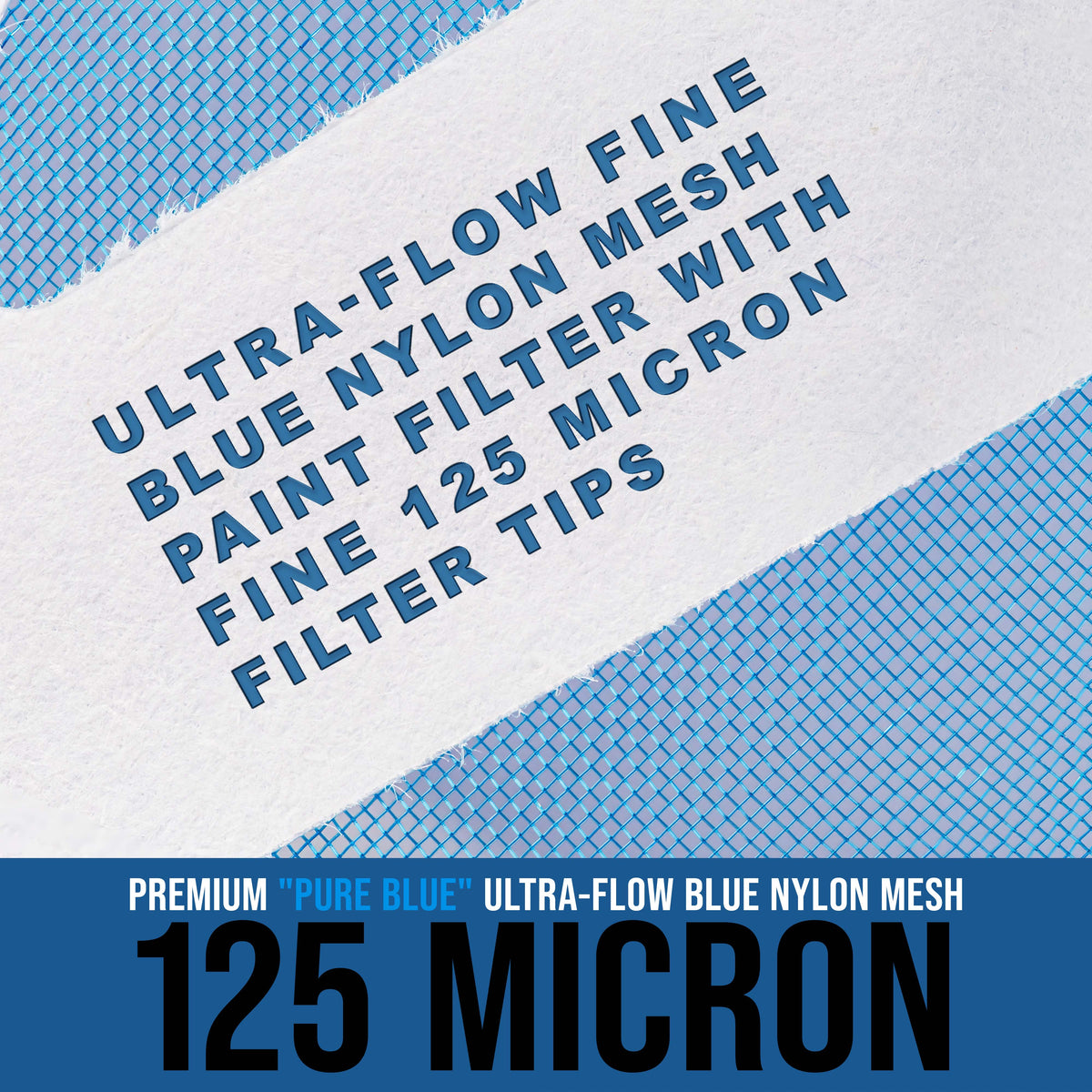 125 Micron Filter Tips Ultra-Fine Paint Strainer (50 Pack) - Pure Blue Nylon Mesh Cone Strainer - Paint Filter Cones for Auto, House & Hobby