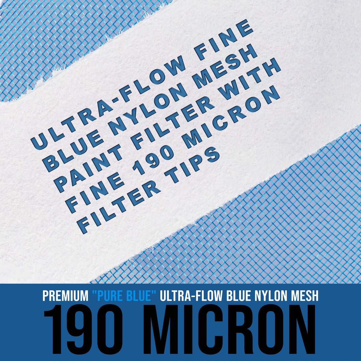 500 Pack of Paint Strainers with Fine 190 Micron Filter Tips - Premium "PURE BLUE" Ultra-Flow Blue Nylon Mesh