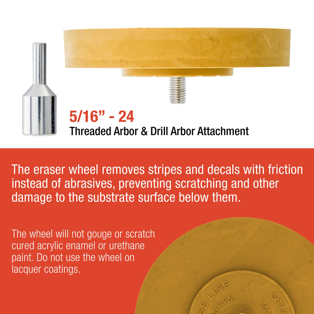 Rubber Eraser Wheel with Drill Adapter (Pack of 12) Decal Remover Wheel - Sticker Remover Tool - Pinstripe Removal - Emblem Removal Tool - Removes