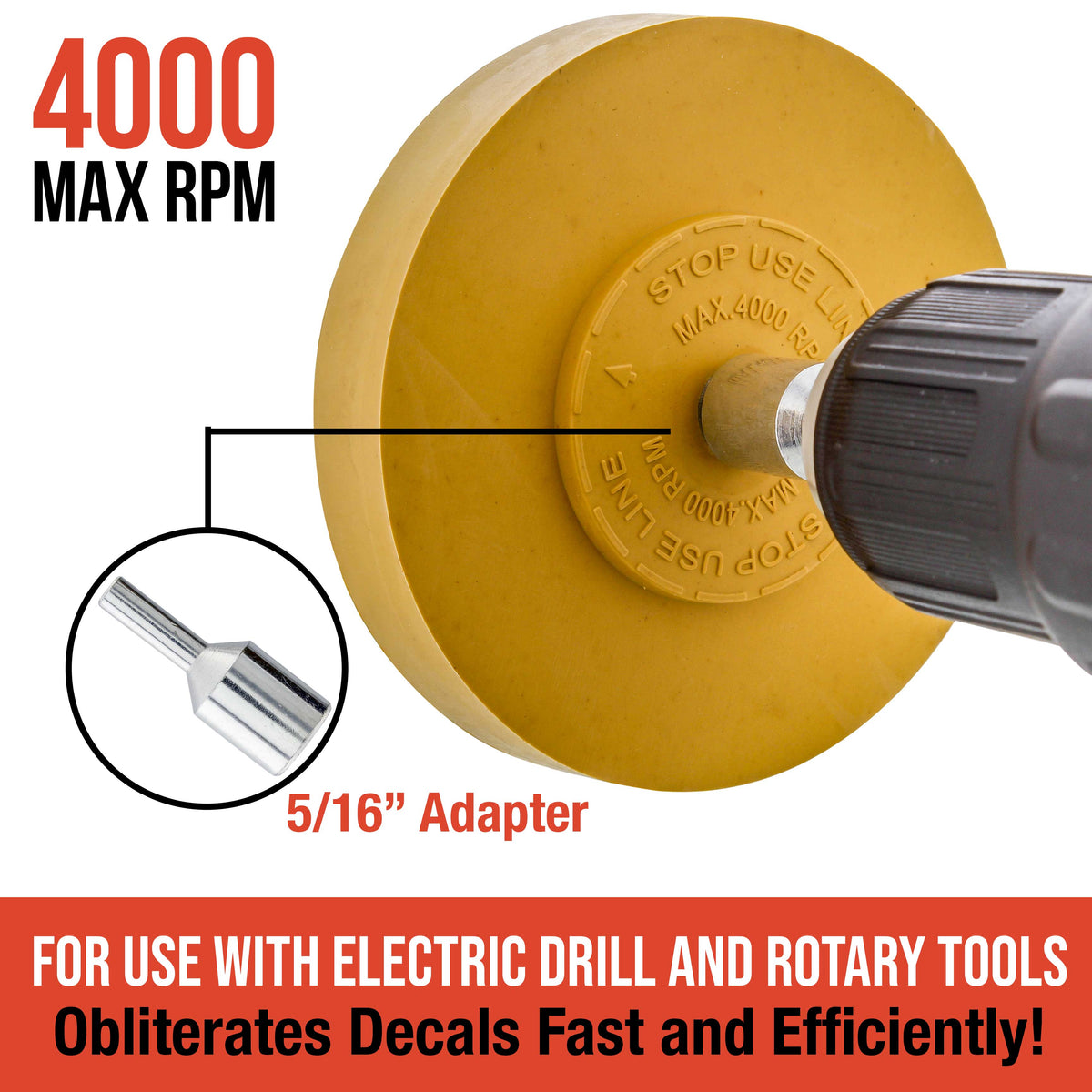 Rubber Eraser Wheel with Drill Adapter (Pack of 2) Decal Remover Wheel - Sticker Remover Tool - Pinstripe Removal - Emblem Removal Tool - Removes