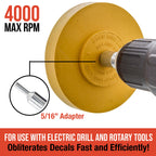 Rubber Eraser Wheel with Drill Adapter - Decal Remover Wheel - Sticker Remover Tool - Pinstripe Removal - Emblem Removal Tool - Removes Adhesives on
