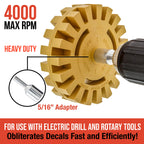 Rubber Eraser Wheel with Drill Adapter (2 Pack) - 4" Knobby Slotted Edge Pad - Decal Remover Wheel - Sticker Remover Tool - Removes Adhesives on Car