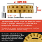 Rubber Eraser Wheel with Drill Adapter (2 Pack) - 4" Knobby Slotted Edge Pad - Decal Remover Wheel - Sticker Remover Tool - Removes Adhesives on Car