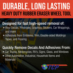 Rubber Eraser Wheel with Drill Adapter (2 Pack) - 4" Knobby Slotted Edge Pad - Decal Remover Wheel - Sticker Remover Tool - Removes Adhesives on Car