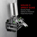 Magnetic Paint Spray Gun Holder Stand, Holds 3 Gravity Feed HVLP Guns - Attach Spray Booth Wall, Mix Room, Workstation Cabinet, Body Shop