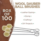 '- Wool Daubers Ball Brush (Pack of 100) - Applicator Tool for Leather Dye, Dying, Staining, Crafting, DIY Crafts Projects, Gluing