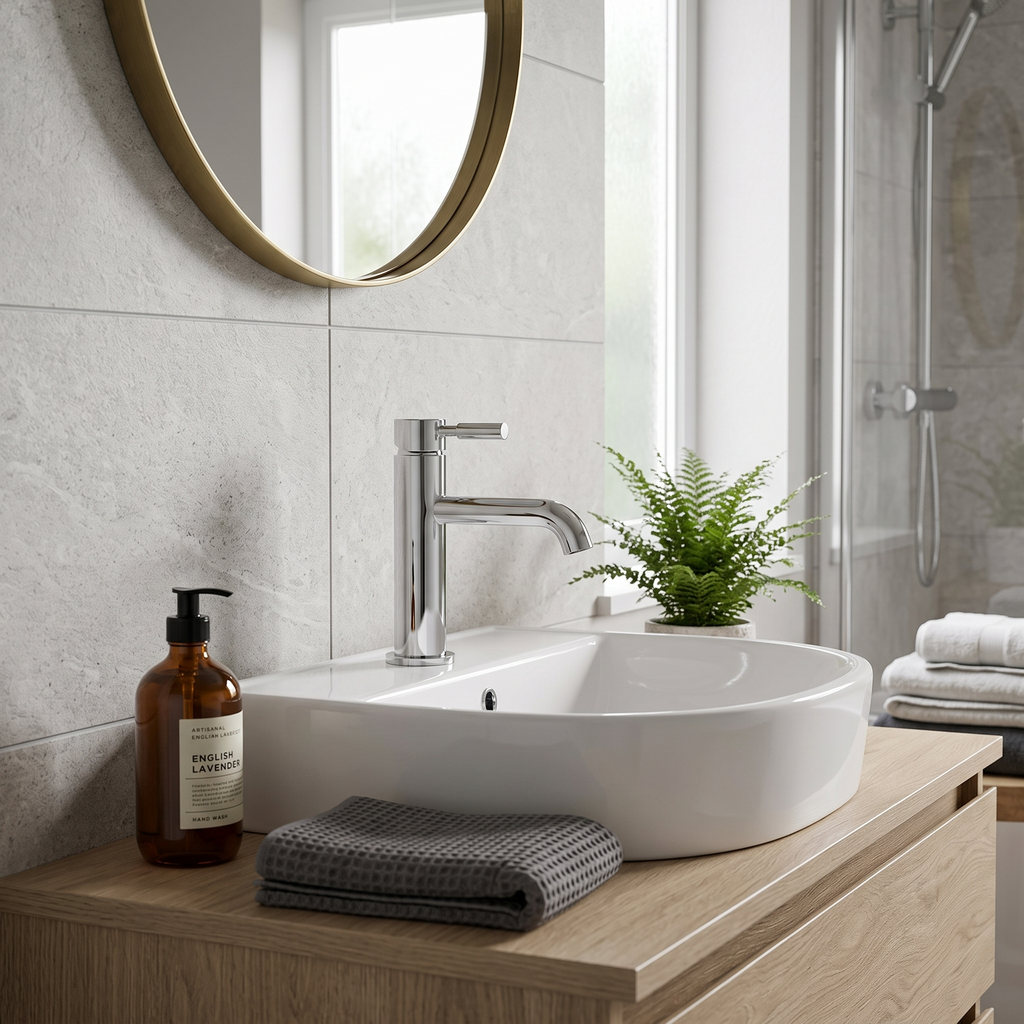 Meander Tec Lever Basin Mixer Tap with Waste