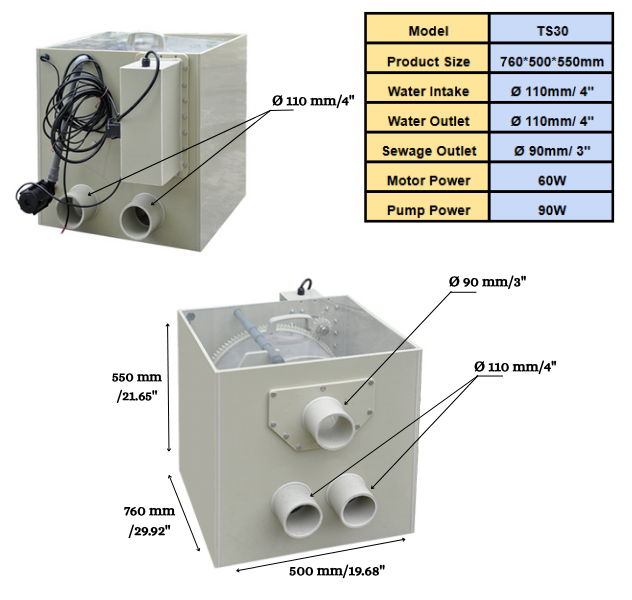 Pond Submerged Macro Drum Filter Filters Ponds Up To 7,185 Gallons At 8,000 GPH