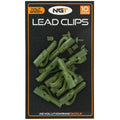 NGT Lead Clips with Pin - Half Green 10pc