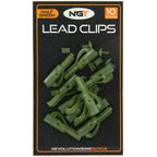 NGT Lead Clips with Pin - Half Green 10pc