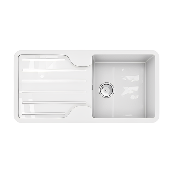Traditional Gloss White Comite Single Bowl Kitchen Insert and Drainer