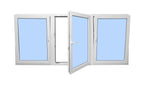 96"x42" Triple Sash European uPVC Tilt and Turn Window
