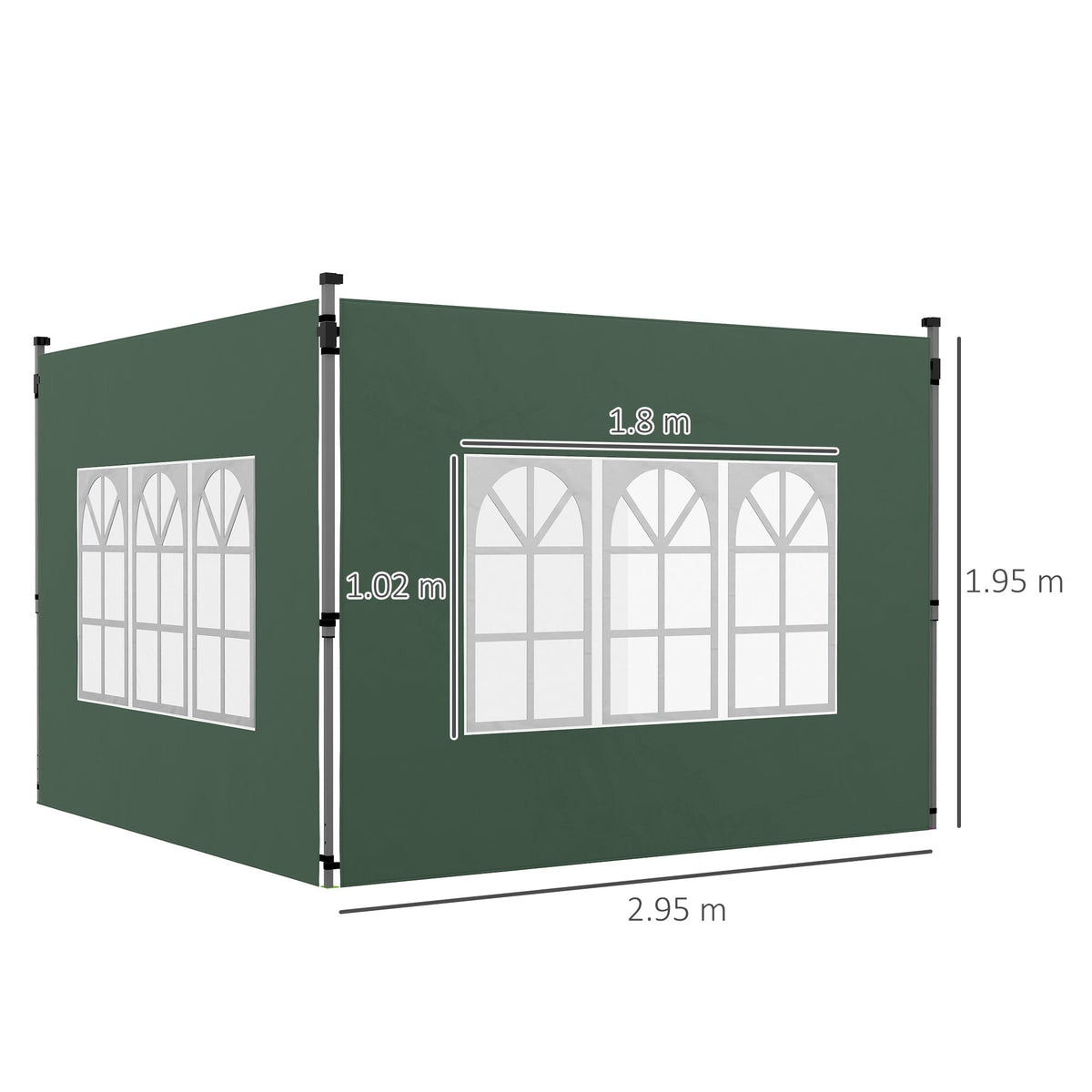 Gazebo Side Panels for 3x3(m) or 3x4(m) Pop Up Gazebo, 2 Pack Sides Replacement, Green
