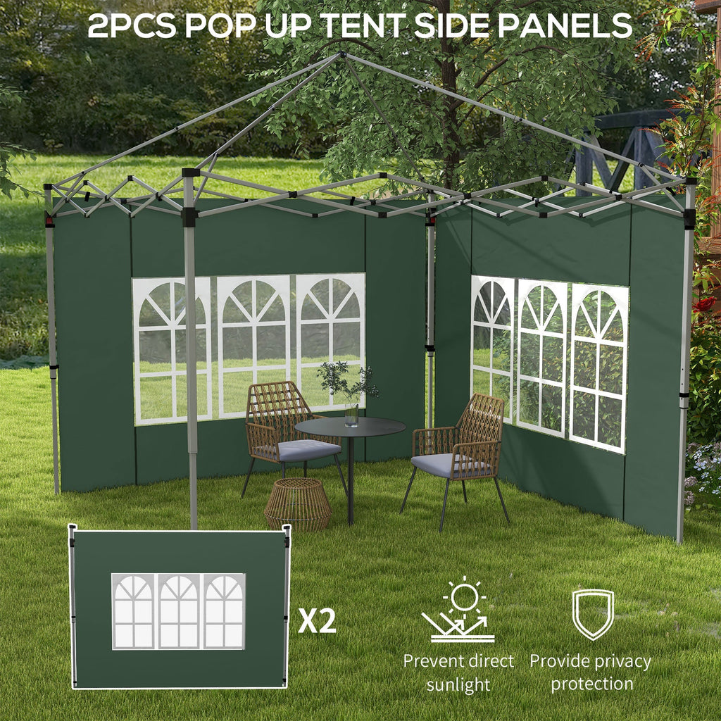 Gazebo Side Panels for 3x3(m) or 3x4(m) Pop Up Gazebo, 2 Pack Sides Replacement, Green