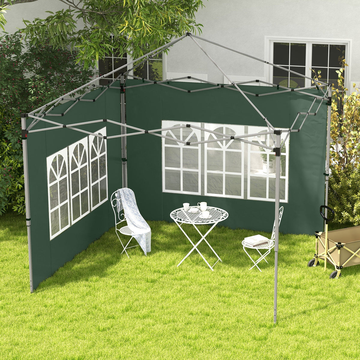 Gazebo Side Panels for 3x3(m) or 3x4(m) Pop Up Gazebo, 2 Pack Sides Replacement, Green