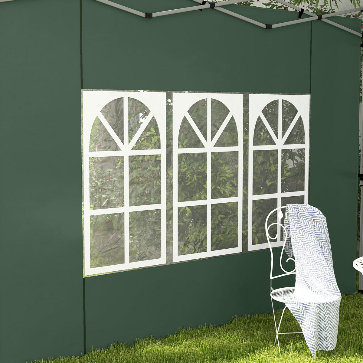 Gazebo Side Panels for 3x3(m) or 3x4(m) Pop Up Gazebo, 2 Pack Sides Replacement, Green