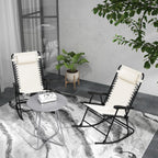 2pc Patio Foldable Rocking Chair Set w/ Breathable Mesh Seat, Backrest & Headrest, Cream White