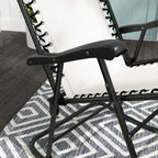 2pc Patio Foldable Rocking Chair Set w/ Breathable Mesh Seat, Backrest & Headrest, Cream White