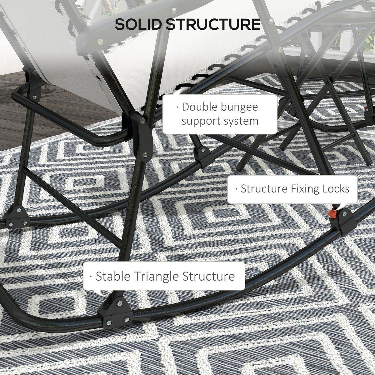 2pc Patio Foldable Rocking Chair Set w/ Breathable Mesh Seat, Backrest & Headrest, Cream White