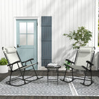 2pc Patio Foldable Rocking Chair Set w/ Breathable Mesh Seat, Backrest & Headrest, Cream White