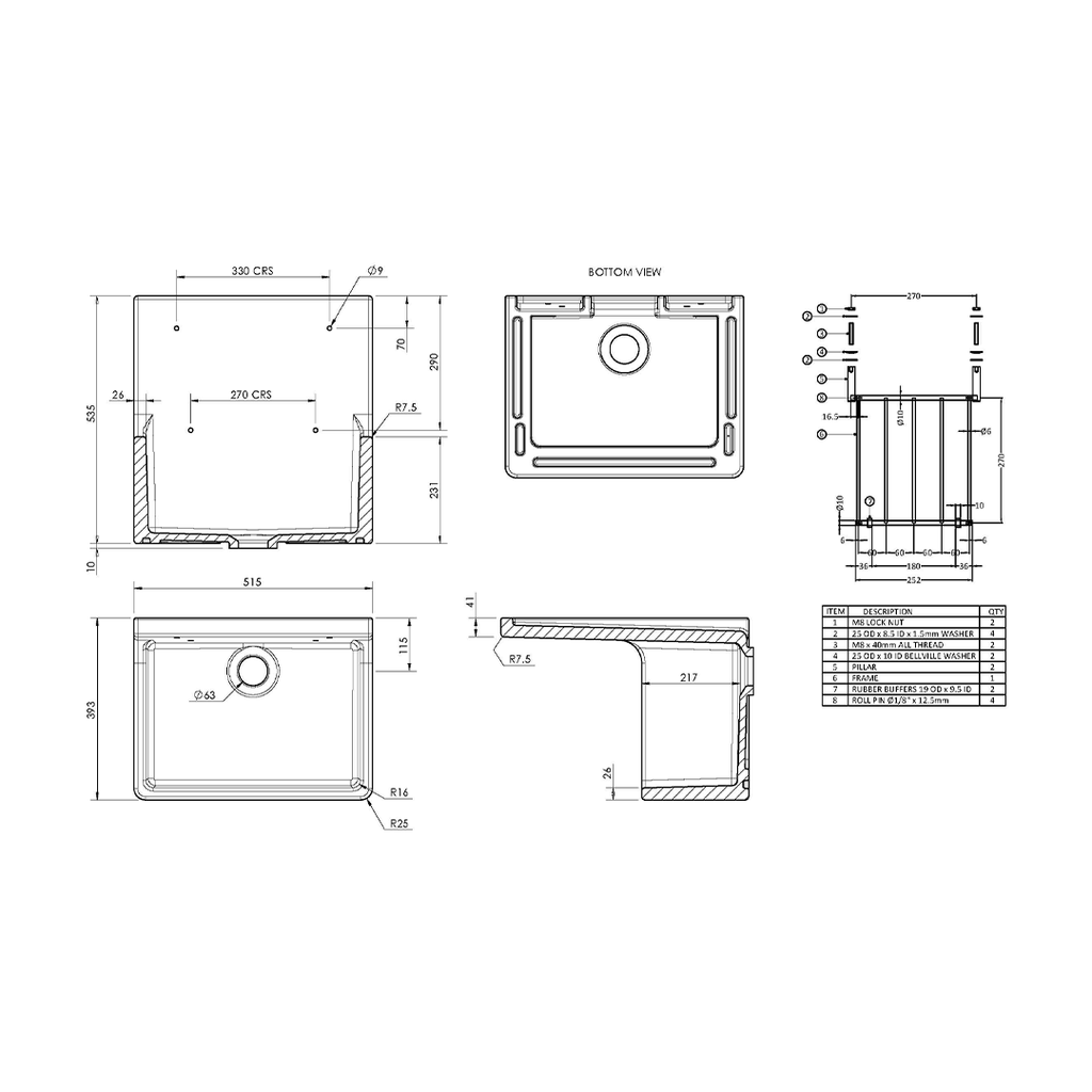 Inspire Single Bowl Traditional Cleaner Sink With Grid, Wall Bracket And Backsplash - White
