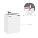 Hudson Reed Fusion Compact Wall Hung 1 Soft Close Door Vanity Unit without Basin, Modern Bathroom Furniture in Gloss White Finish, 400mm