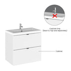 Hudson Reed Fusion Wall Hung 2 Soft Close Drawer Vanity Unit without Basin, Modern Bathroom Furniture in Gloss White Finish, 600mm