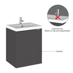 Hudson Reed Fusion Wall Hung 1 Door Vanity Unit without Basin, Modern Compact Bathroom Storage in Gloss Grey Finish, 400mm