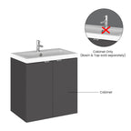 Hudson Reed Fusion Wall Hung 2 Soft Close Door Vanity Unit without Basin, Modern Bathroom Furniture in Gloss Grey Finish, 500mm