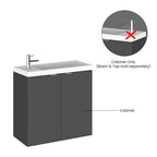 Hudson Reed Fusion Wall Hung 2 Soft Close Door Vanity Unit without Basin, Modern Compact Bathroom Storage in Gloss Grey Finish, 600mm