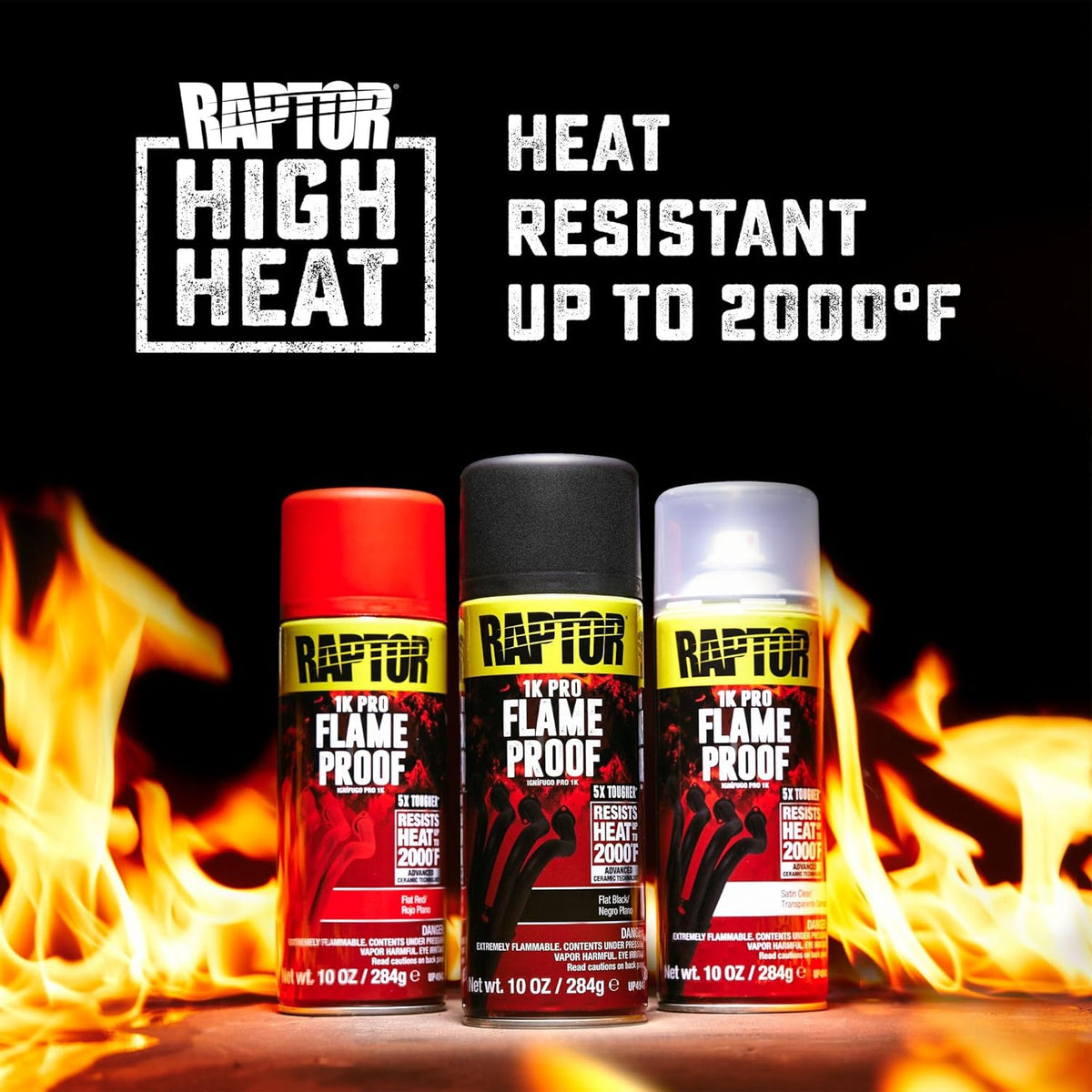 Flameproof Automotive Body Paint, Professional Grade, Extra Tough Protective Spray Paint For High Heat, Satin Clear