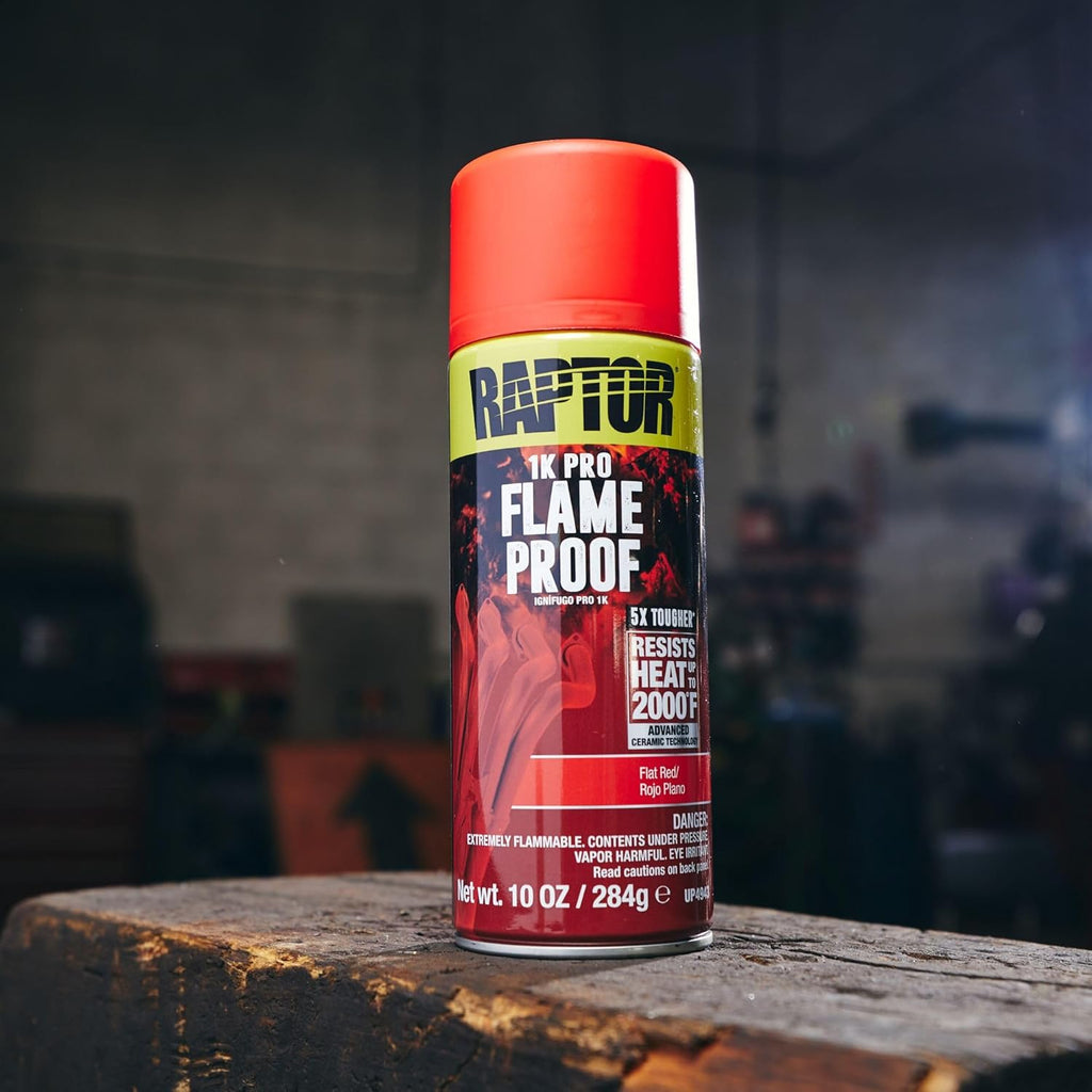 Flameproof Automotive Body Paint, Professional Grade, Extra Tough Protective Spray Paint For High Heat, Flat Red