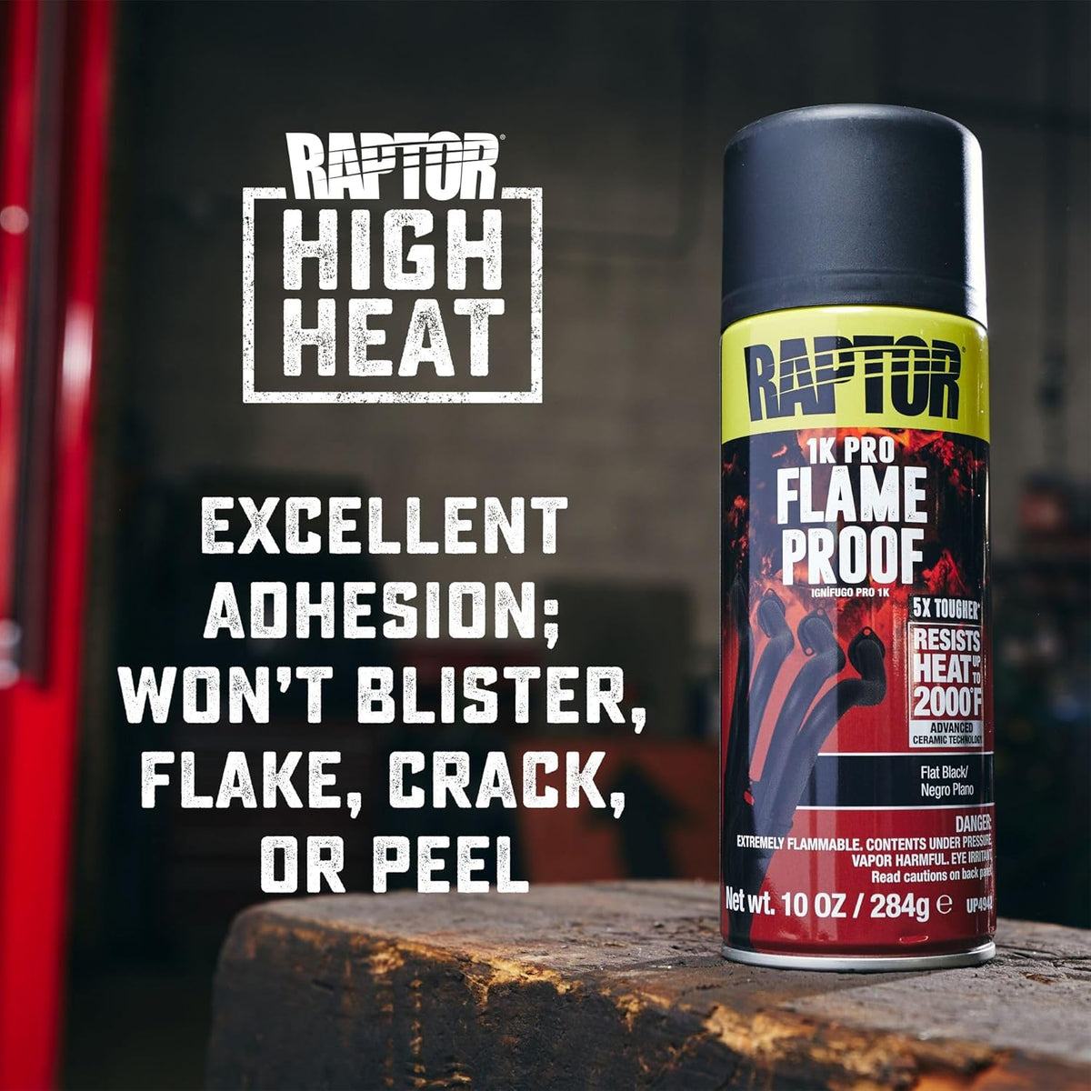 Flameproof Automotive Body Paint, Professional Grade, Extra Tough Protective Spray Paint For High Heat, Flat Red