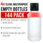 4 ounce Squeeze PET Plastic Bottles with Flip Cap - BPA-free, food safe, medical grade plastic, acrylic pouring paint (Pack of 144)