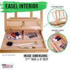 Solana Adjustable Wood Art Easel: Portable Beechwood Tabletop Easel with Storage Drawer & Palette for Painting & Drawing, Artist Desktop