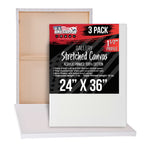 X-Large Stretched Canvas for Painting 24x36 inch Gallery Depth 1-1/2" Thick, 3-Pack - 12oz Acrylic Gesso Triple Primed, Professional Artist Quality, 100% Cotton - Oil, Pouring Paint