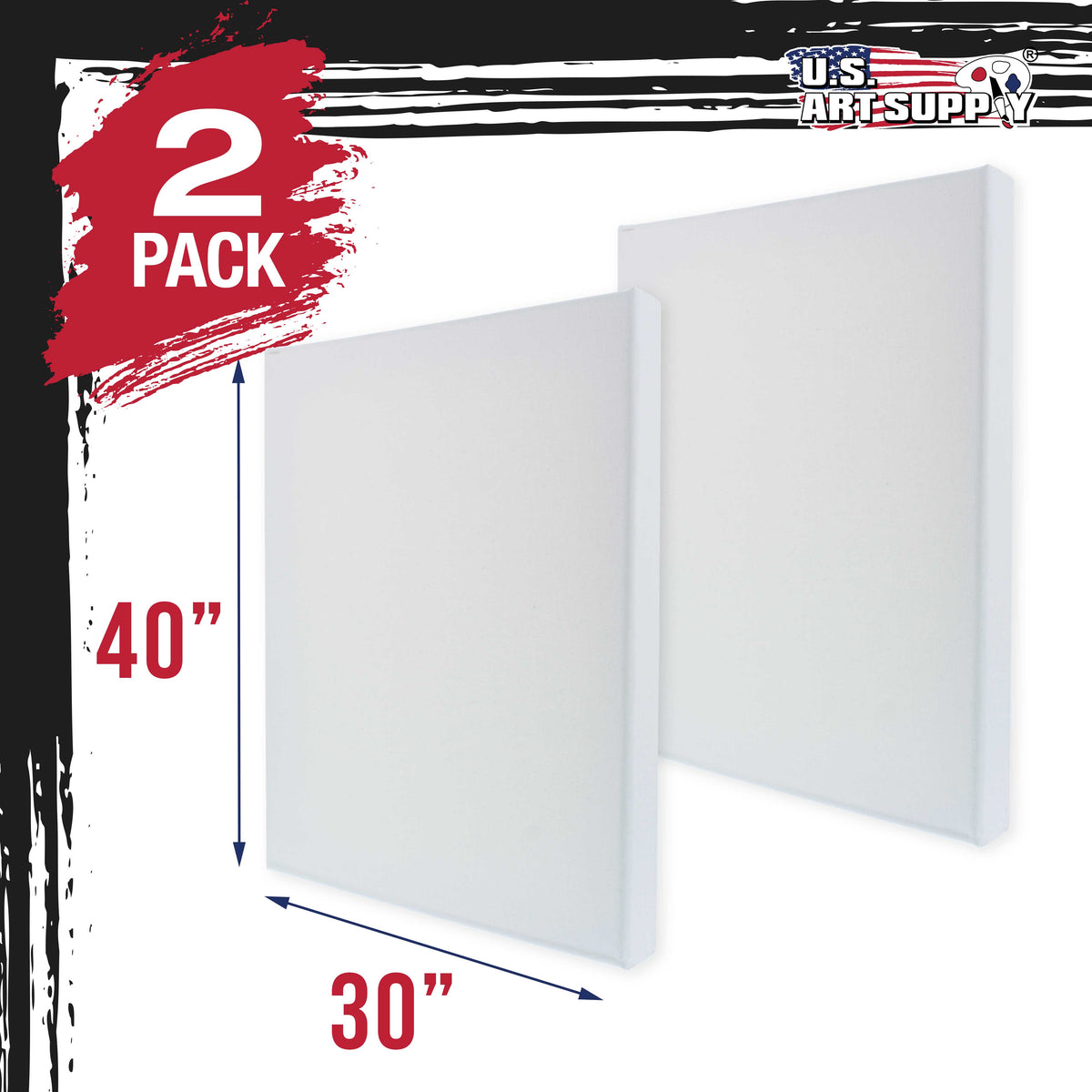 X-Large Stretched Canvas for Painting 30x40 inch Gallery Depth 1-1/2" Thick, 2-Pack - 12oz Acrylic Gesso Triple Primed, Professional Artist Quality, 100% Cotton - Oil, Pouring Paint