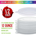Pouring Masters 12-Pack Mixing Cup Lids for 12 Oz (350ml) Graduated Plastic Measuring Cup Lids - Storage Seal Top for Pouring Masters Automotive Paint Mixing Cups, Epoxy Resin, Art Supplies