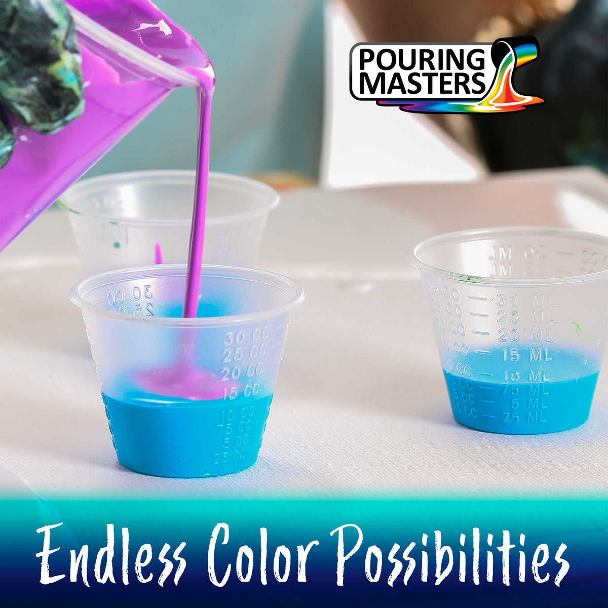 Pouring Masters Cerulean Blue Ready to Pour Acrylic Pouring Paint - Premium 64-Ounce Pre-Mixed Fluid Acrylic Paint - Fluid Art Supplies for Canvas, Wood, Paper, Tile & Rocks