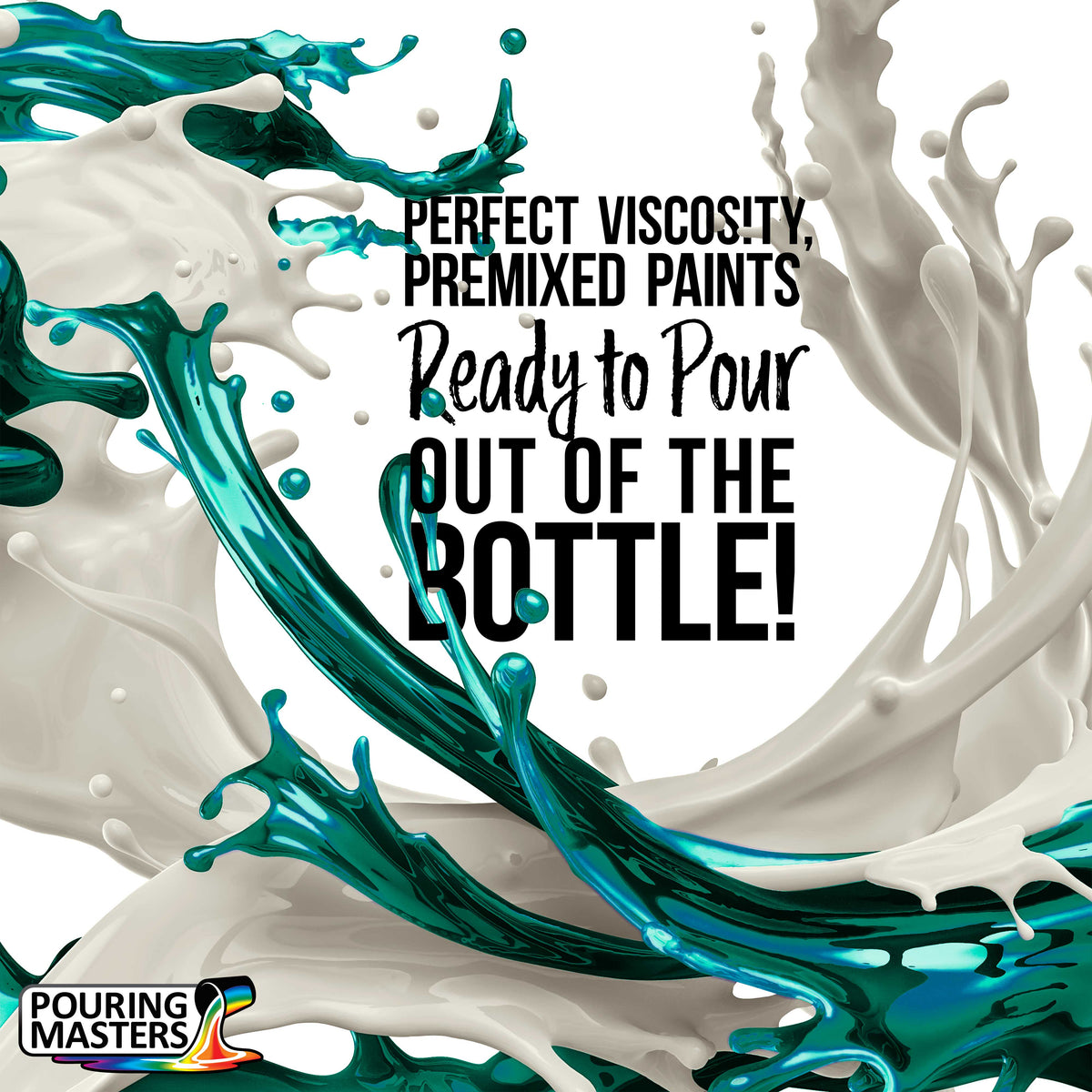 Pouring Masters Magic Aqua/Violet Iridescent Special Effectsr Acrylic Pouring Paint - Premium 32-Ounce Pre-Mixed Fluid Acrylic Paint - Fluid Art Supplies for Canvas, Wood, Paper, Tile & Rocks